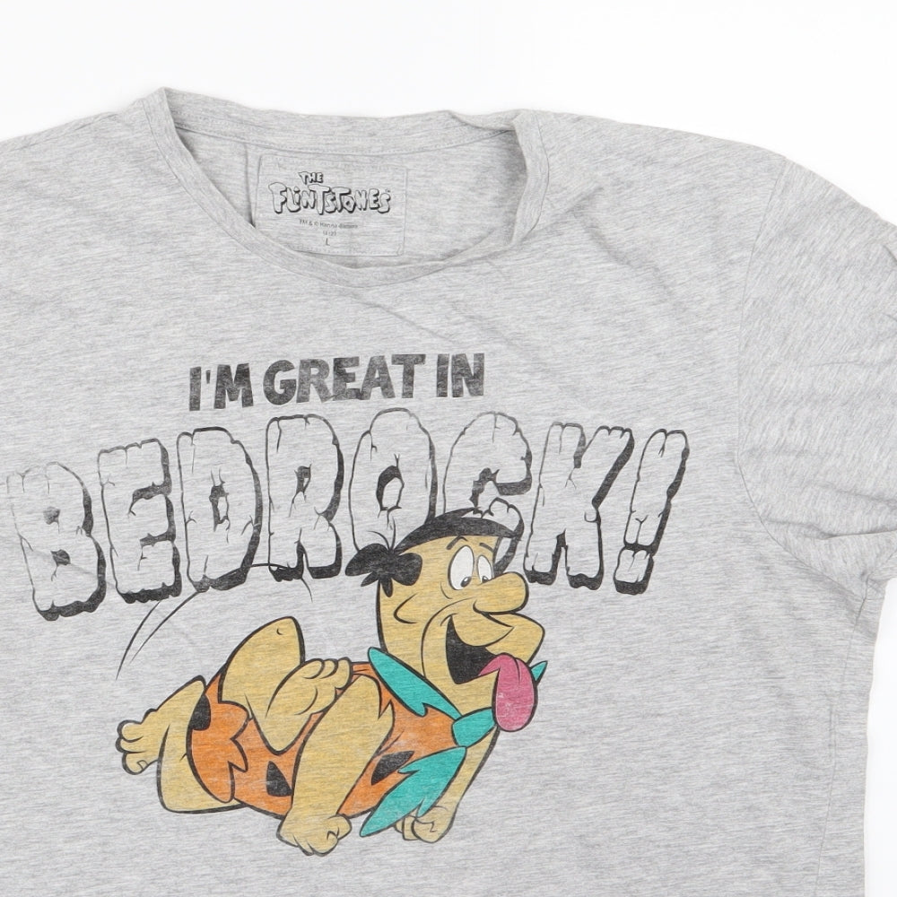 the flintstones Womens Grey   Basic T-Shirt Size L