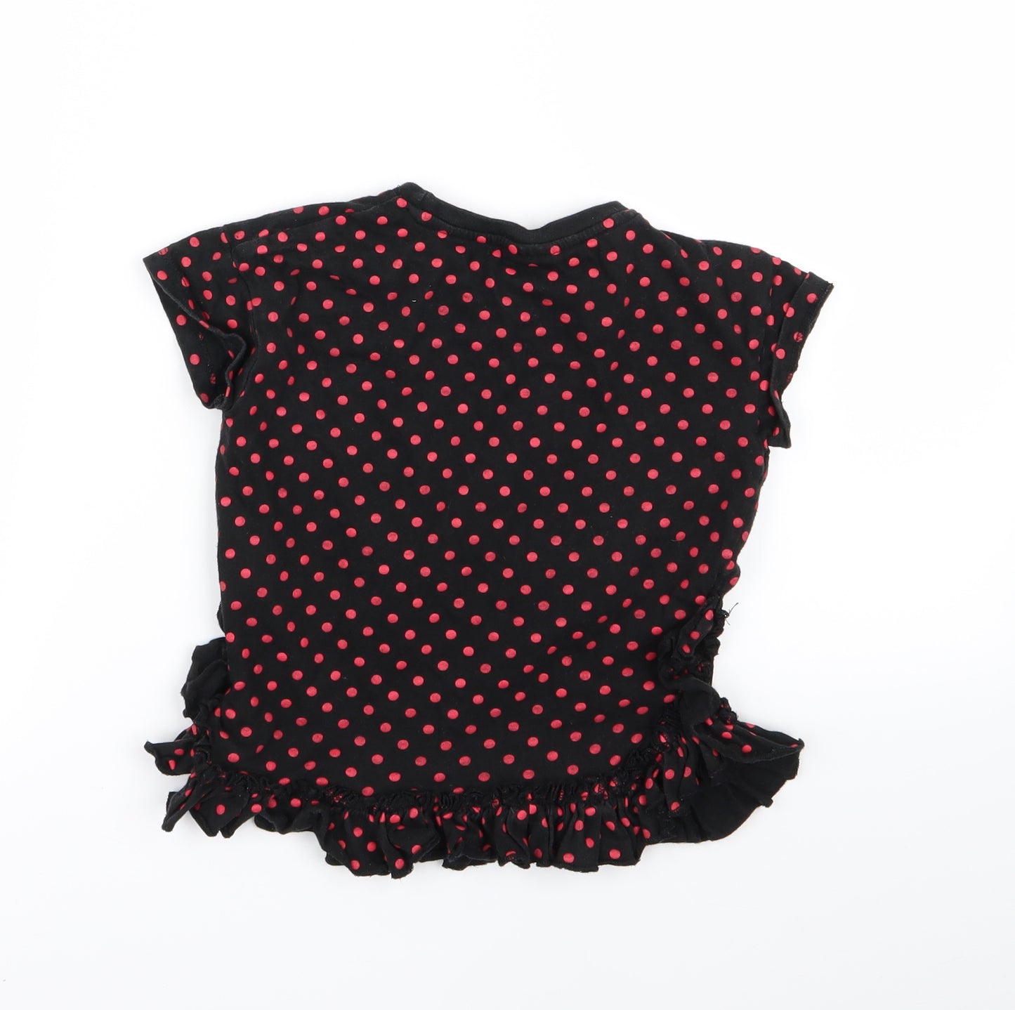 M&Co Girls Black Polka Dot  Basic T-Shirt Size 5-6 Years  - Minnie Mouse