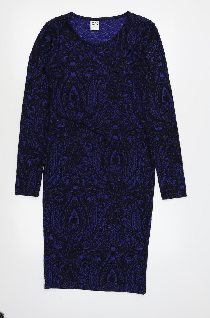 VERO MODA Womens Blue Floral  T-Shirt Dress  Size S