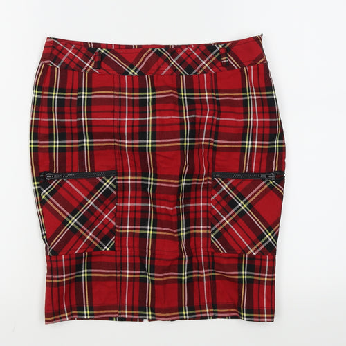 TRF Womens Red Check  Mini Skirt Size 8