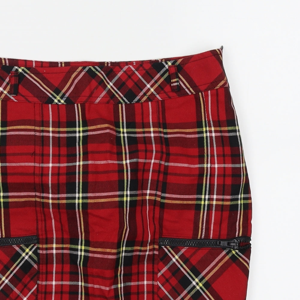TRF Womens Red Check  Mini Skirt Size 8