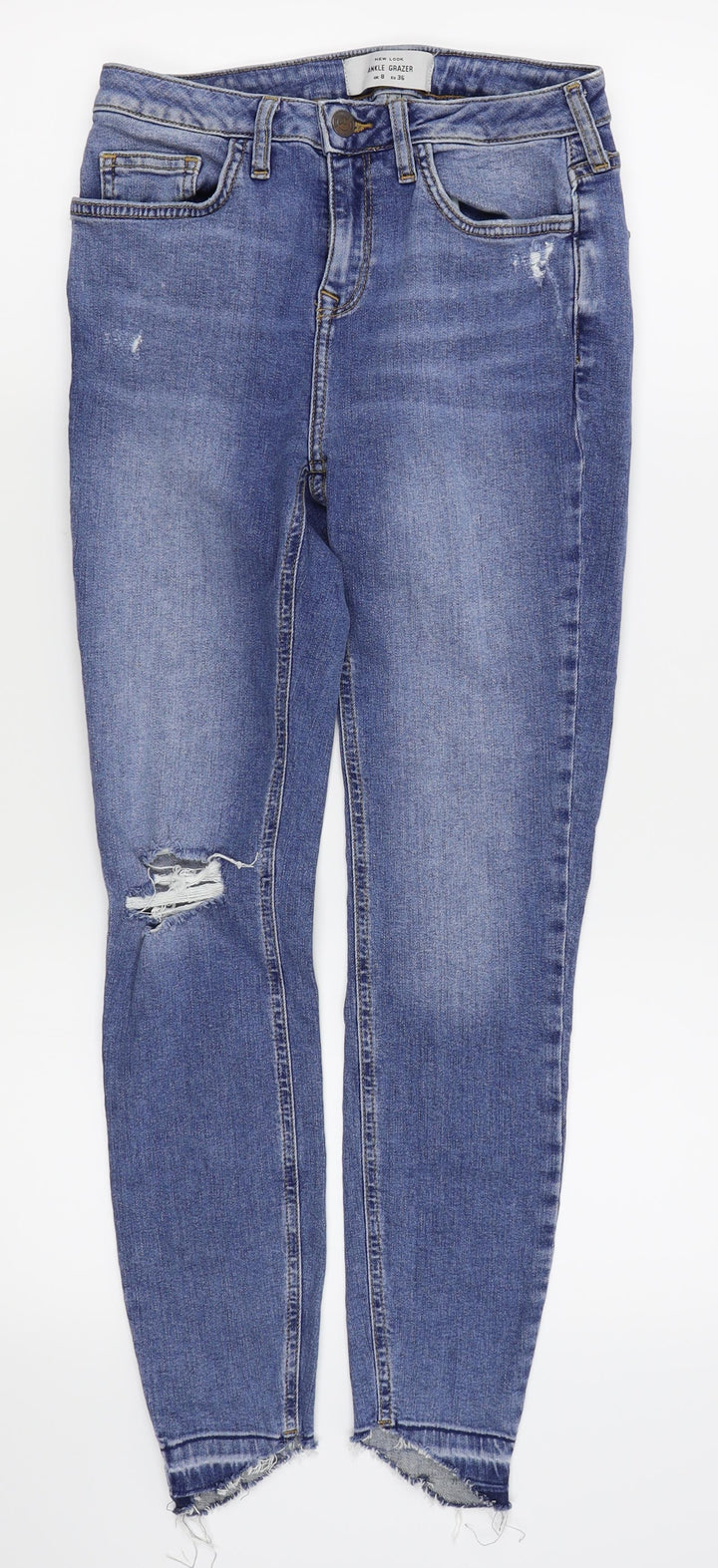 New Look Womens Blue Skinny Jeans Size 8 L26 in - ripped jeans