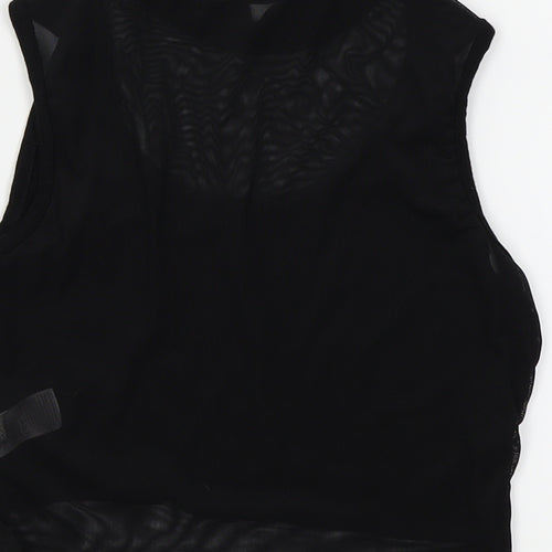 Missguided Womens Black   Basic T-Shirt Size 8  - crop top