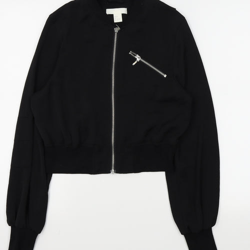 H&M Womens Black   Full Zip Jumper Size 6
