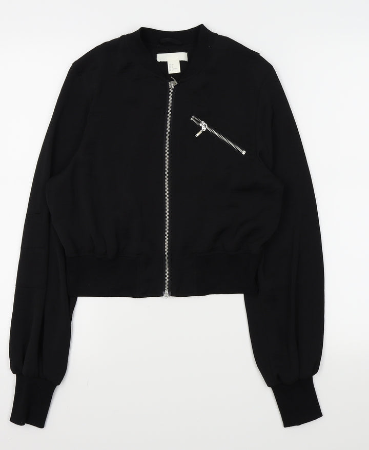 H&M Womens Black Full Zip Jumper Size 6