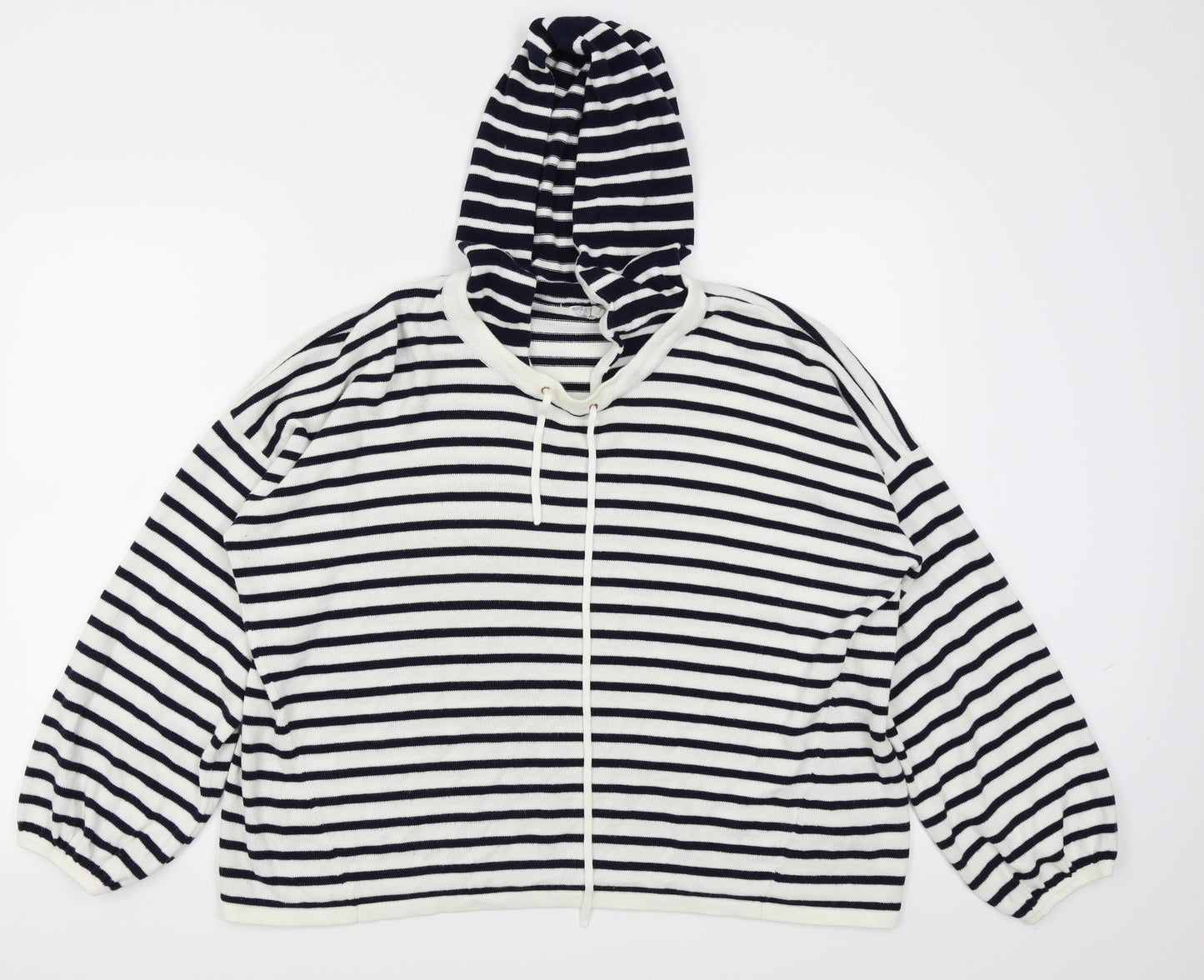 falmen  Womens White Striped  Pullover Jumper Size M