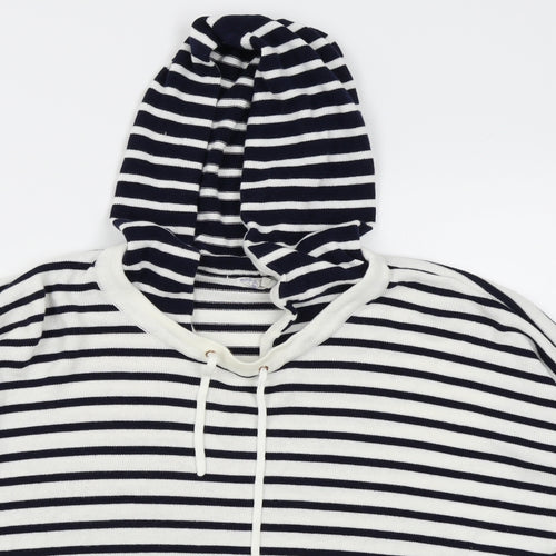 falmen  Womens White Striped  Pullover Jumper Size M