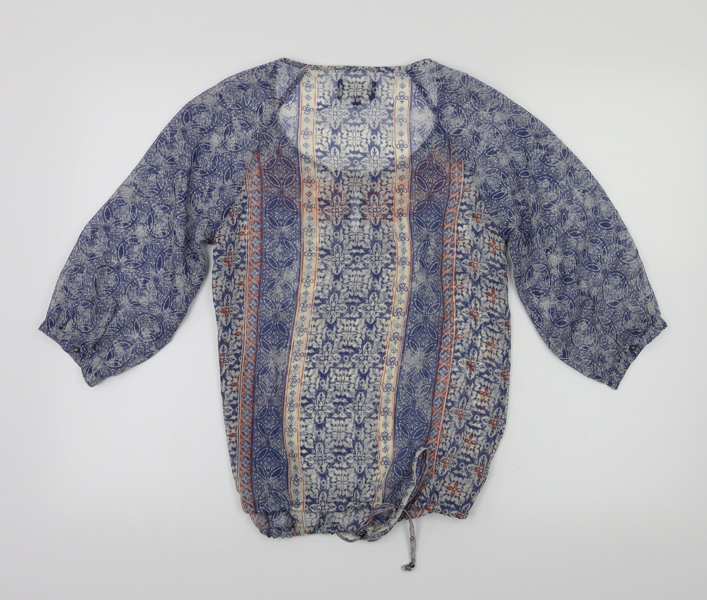 Cherokee Womens Blue Floral  Basic T-Shirt Size 6