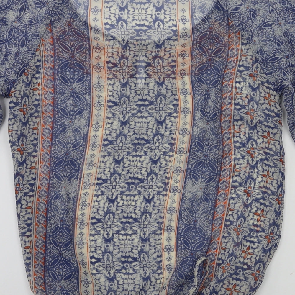 Cherokee Womens Blue Floral  Basic T-Shirt Size 6