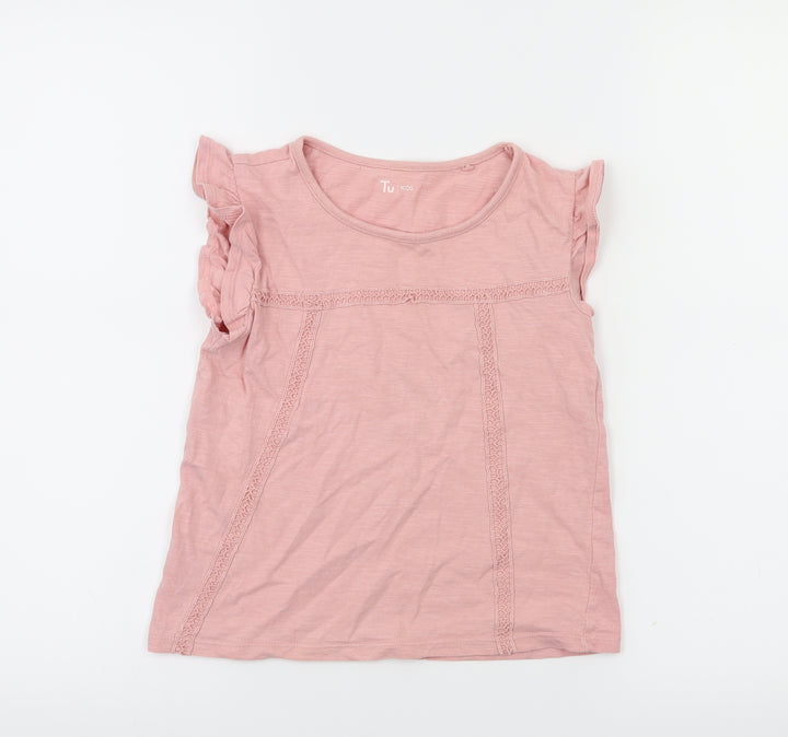 TU Girls Orange Basic T-Shirt Size 7 Years