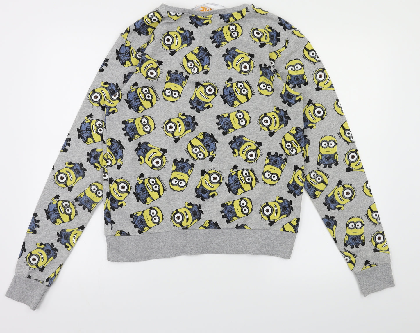 Minion Girls Grey Animal Print  Pullover Jumper Size S