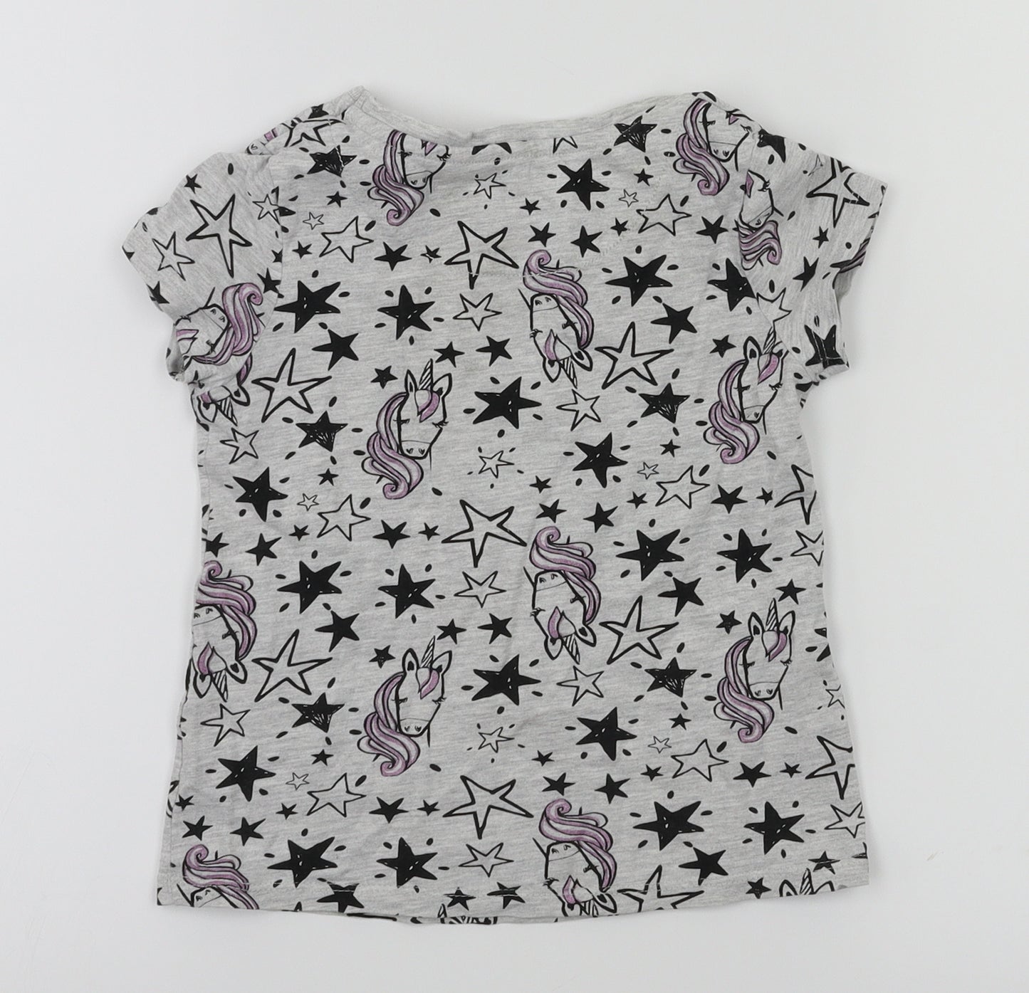 George Girls Grey Animal Print  Basic T-Shirt Size 4-5 Years