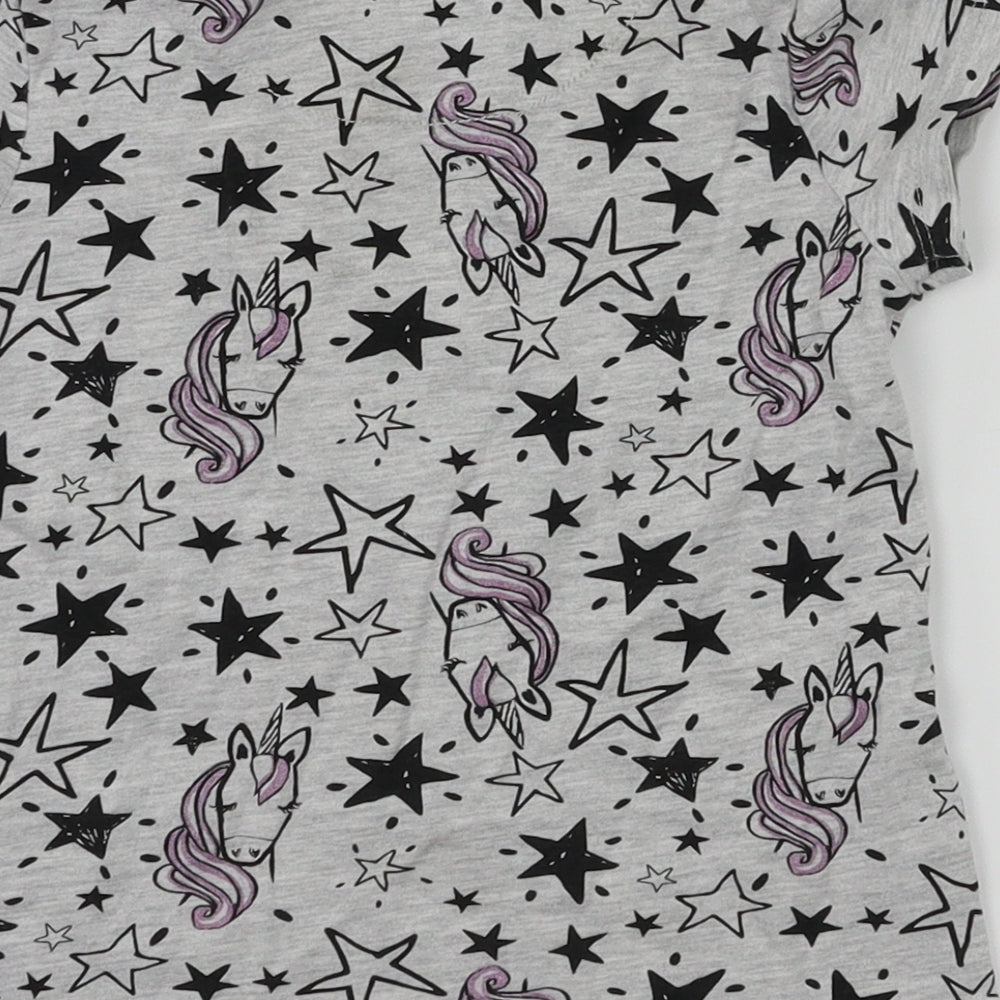 George Girls Grey Animal Print  Basic T-Shirt Size 4-5 Years