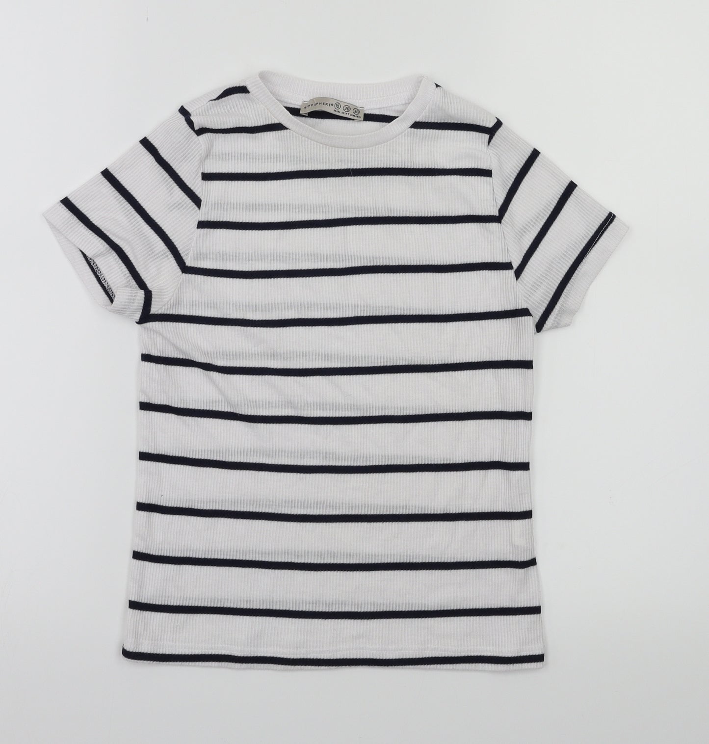 Primark Womens White Striped  Basic T-Shirt Size 10