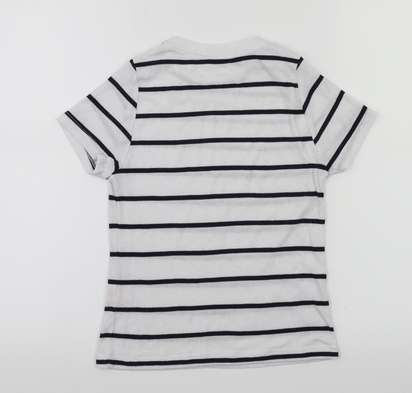 Primark Womens White Striped  Basic T-Shirt Size 10