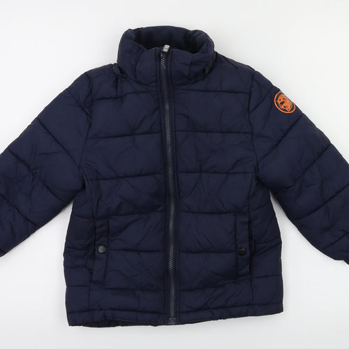 H&M Boys Blue   Basic Coat Coat Size 5-6 Years
