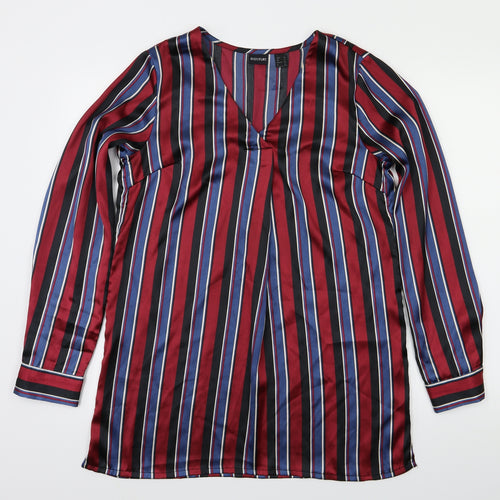Body Flirt Womens Red Striped  Basic Blouse Size 10