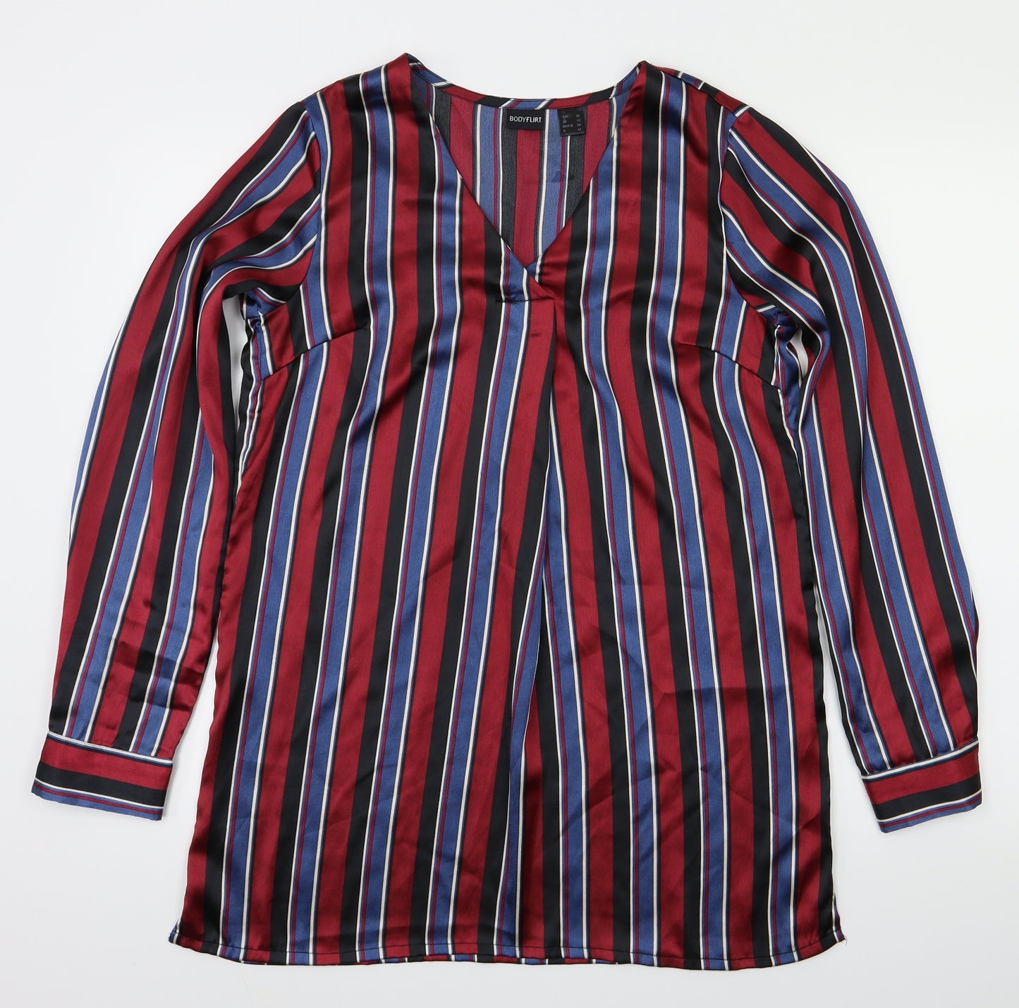 Body Flirt Womens Red Striped  Basic Blouse Size 10