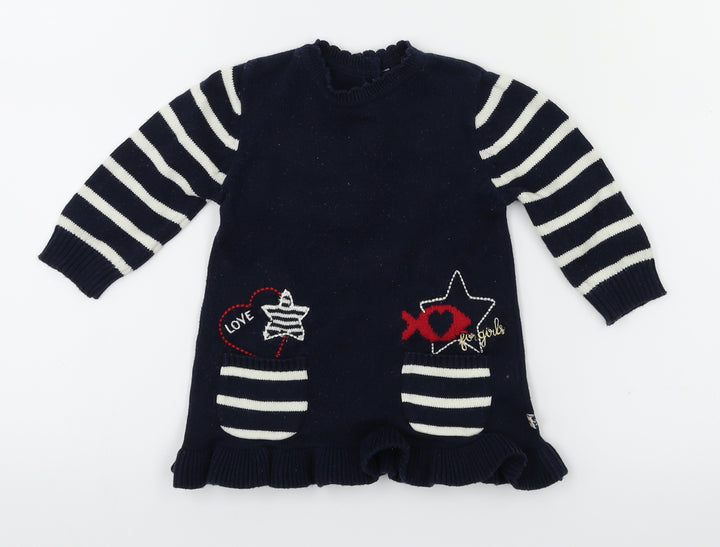 weekend Girls Blue Animal Print  Fit & Flare  Size 6-9 Months