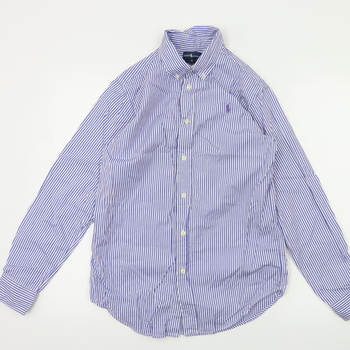 Ralph Lauren  Womens Blue Striped  Basic Button-Up Size 16
