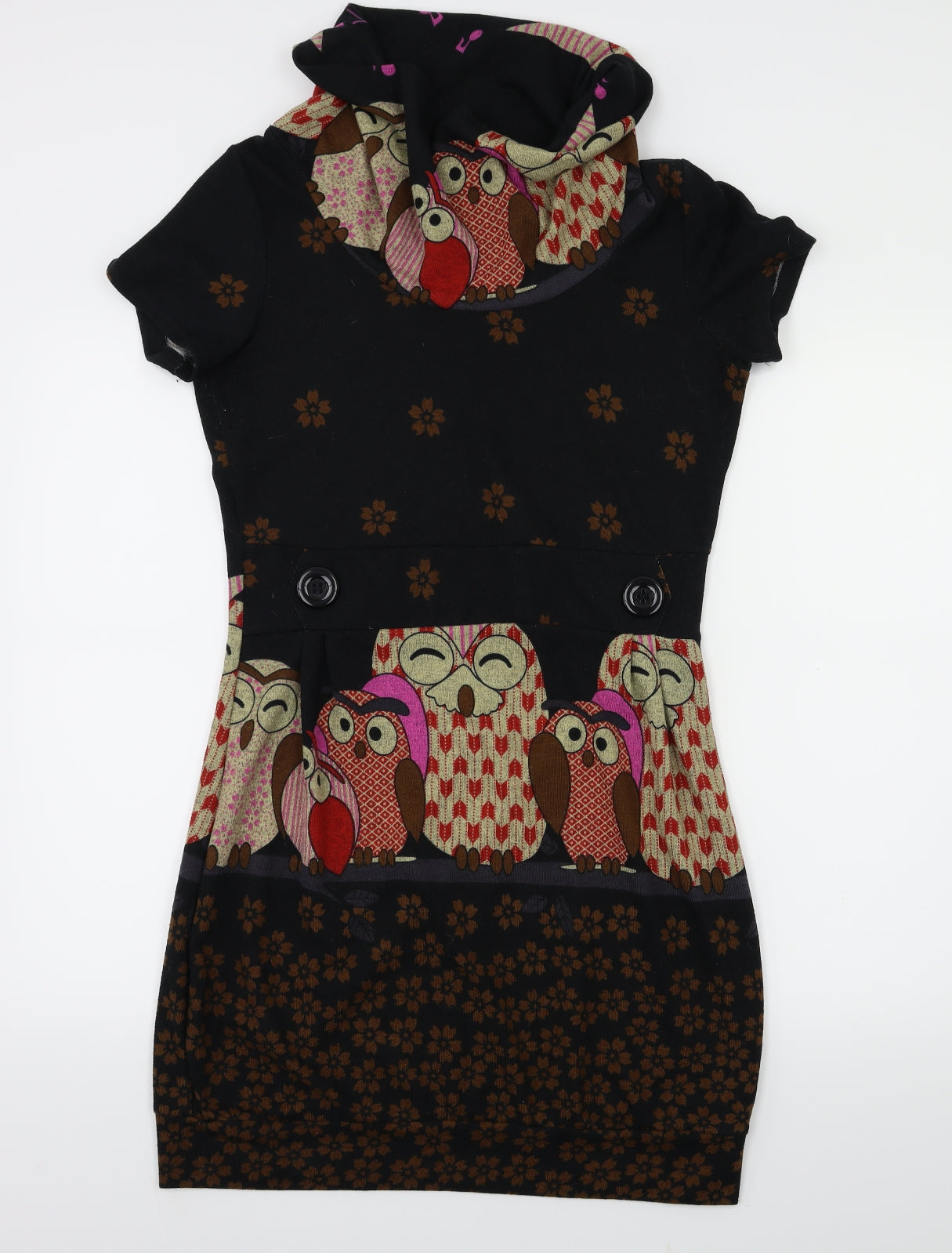 Purplish Womens Black Animal Print  Fit & Flare  Size M