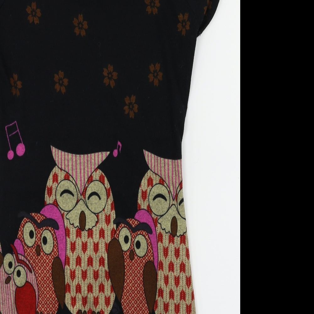 Purplish Womens Black Animal Print  Fit & Flare  Size M