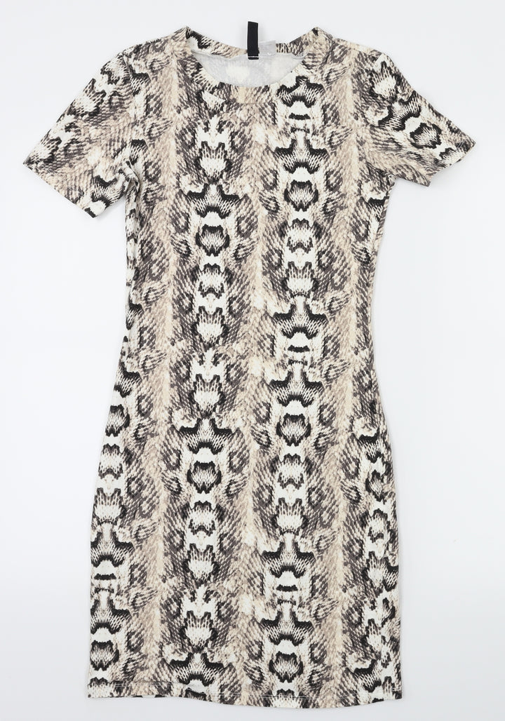 H&M Womens Brown Animal Print  A-Line  Size 8