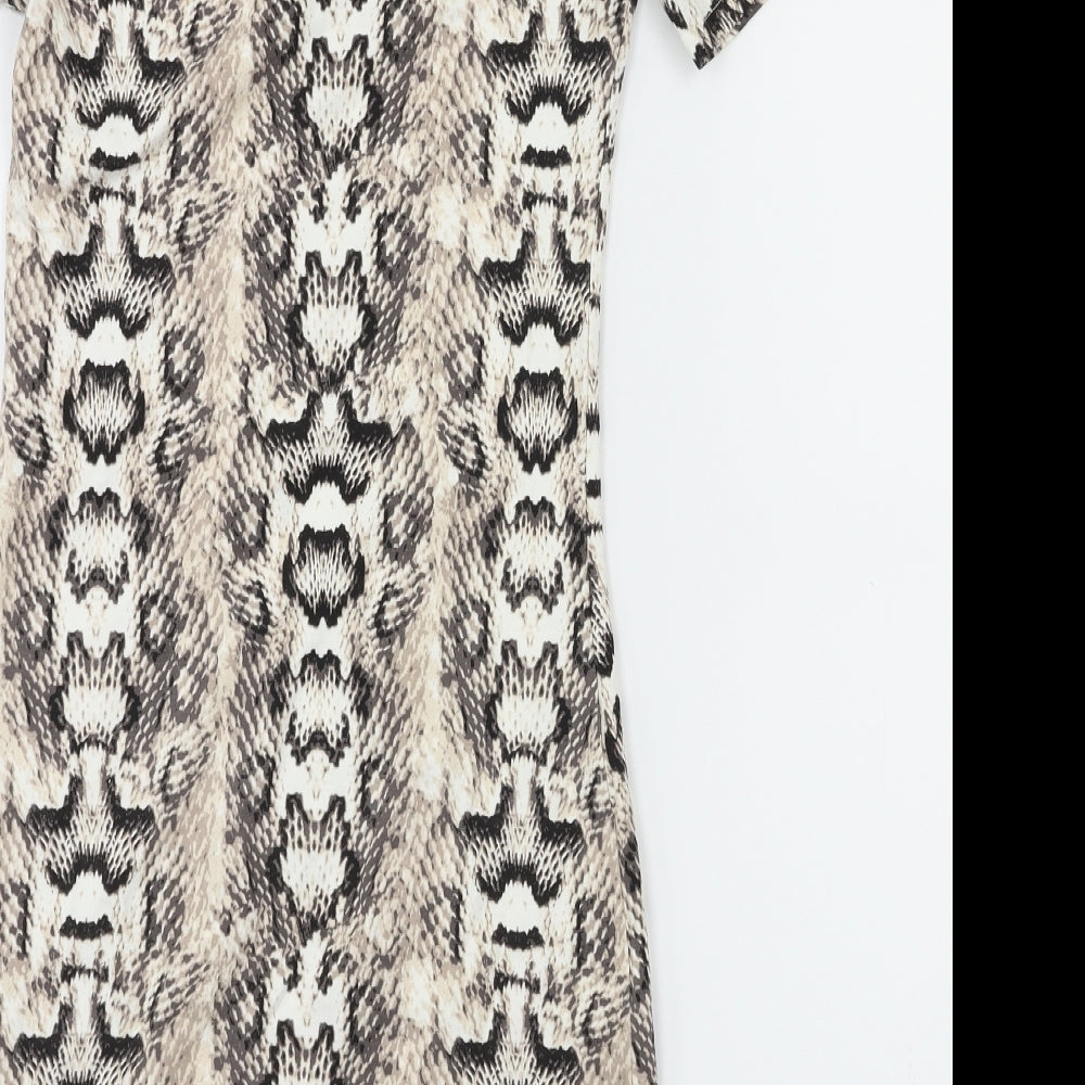 H&M Womens Brown Animal Print  A-Line  Size 8