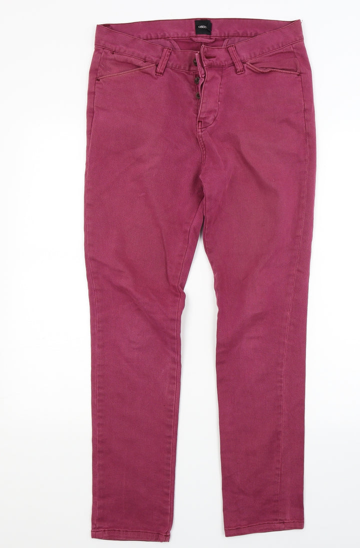 ASOS Womens Red Denim Skinny Jeans Size 30 in L28 in