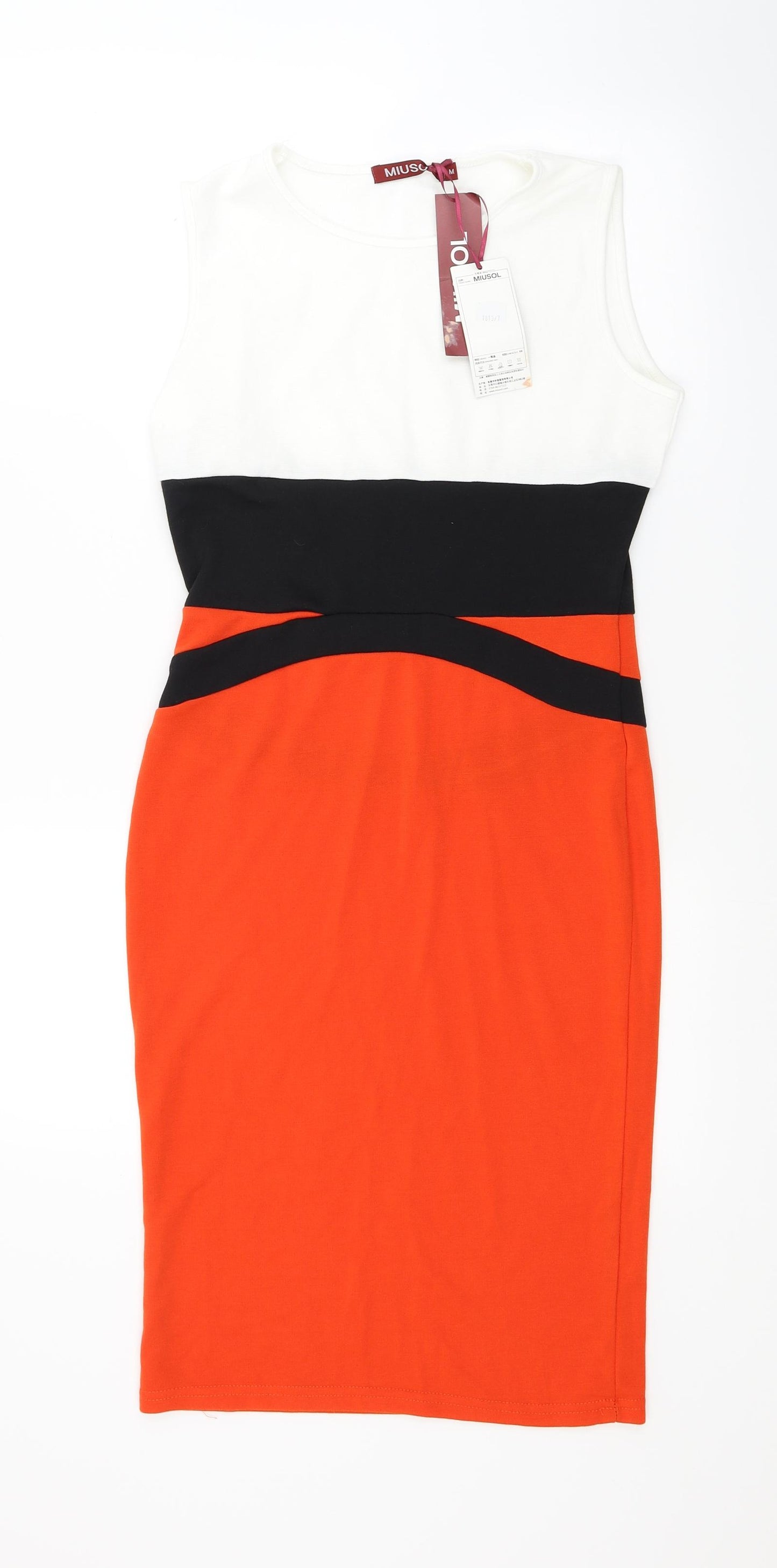 Miusol Womens Orange  Jersey Bodycon  Size M