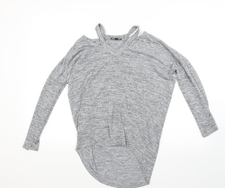 New Look Womens Grey Knit Pullover Jumper Size S - Open Shoulders