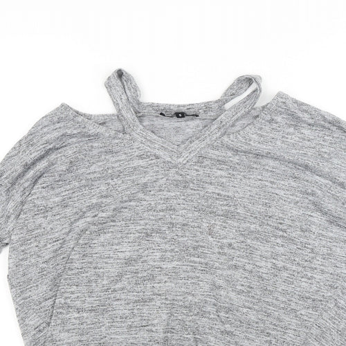 New Look Womens Grey  Knit Pullover Jumper Size S  - Open Shoulders