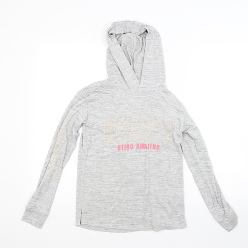 H&M Girls Grey  Knit Pullover Hoodie Size 11 Years