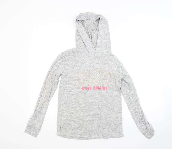 H&M Girls Grey  Knit Pullover Hoodie Size 11 Years