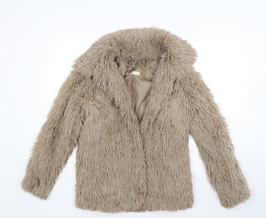 Front view of Vera & lucy women’s brown jacket coat, size S
