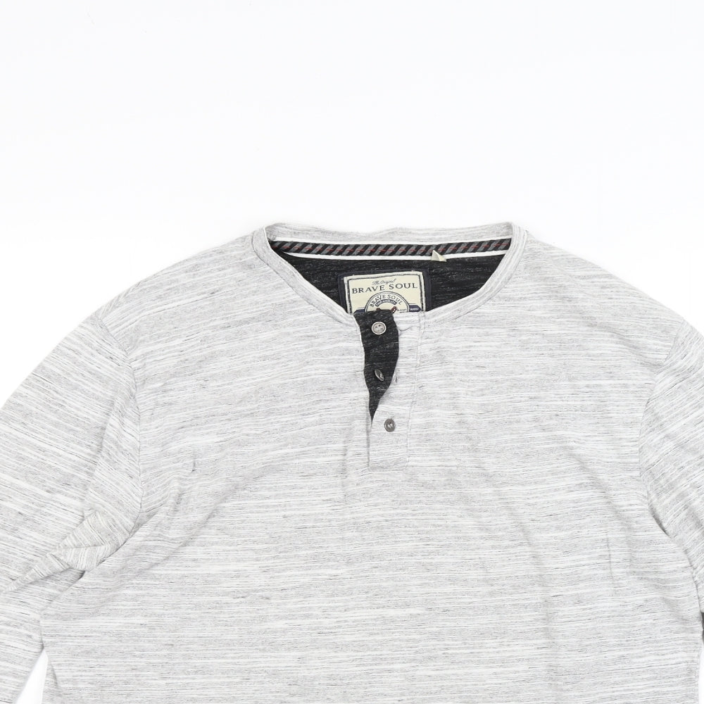 Brave Soul Mens Grey  Jersey Pullover Sweatshirt Size L