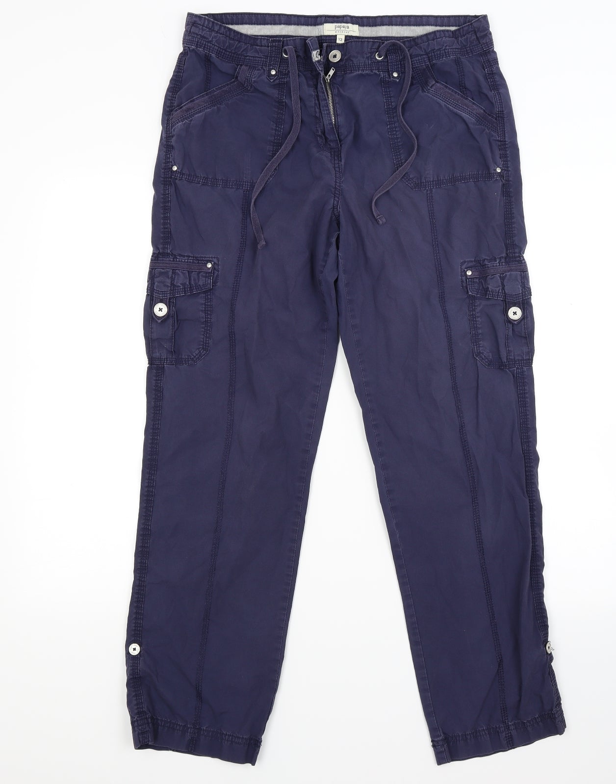 Papaya Womens Blue   Cargo Trousers Size 12 L28 in