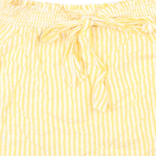Primark Womens Yellow Striped  Basic Blouse Size 8  - Bow detail