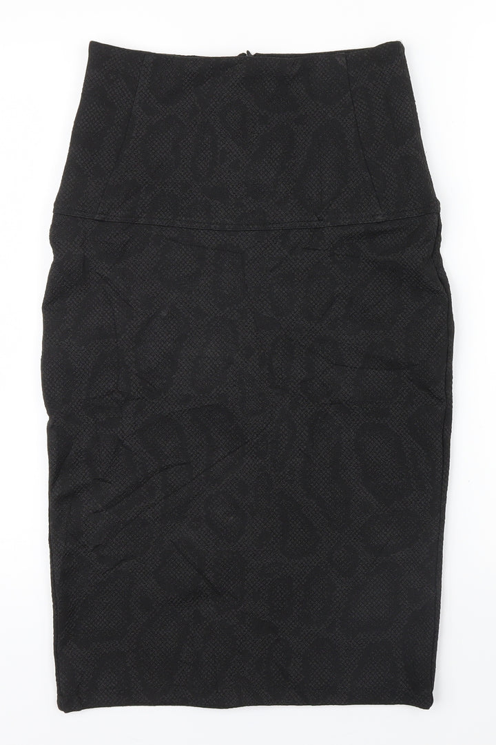 Preworn Womens Black Geometric  A-Line Skirt Size M