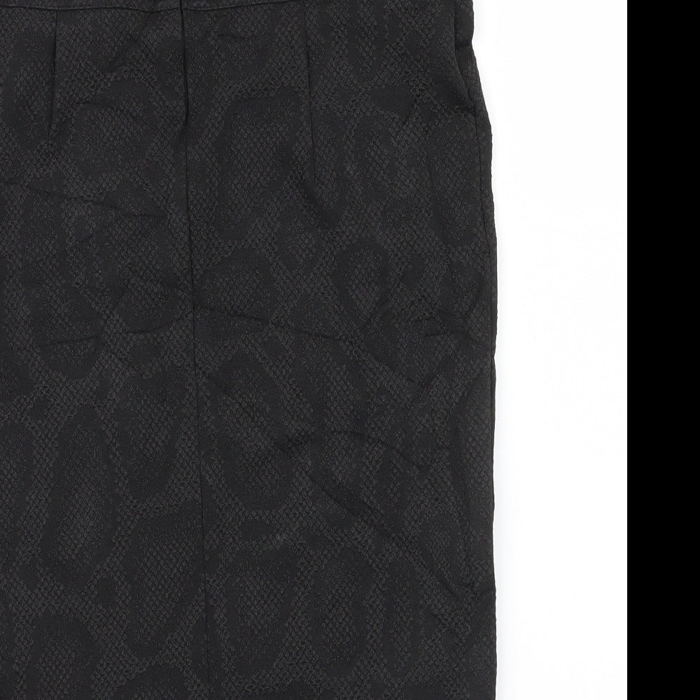 Preworn Womens Black Geometric  A-Line Skirt Size M
