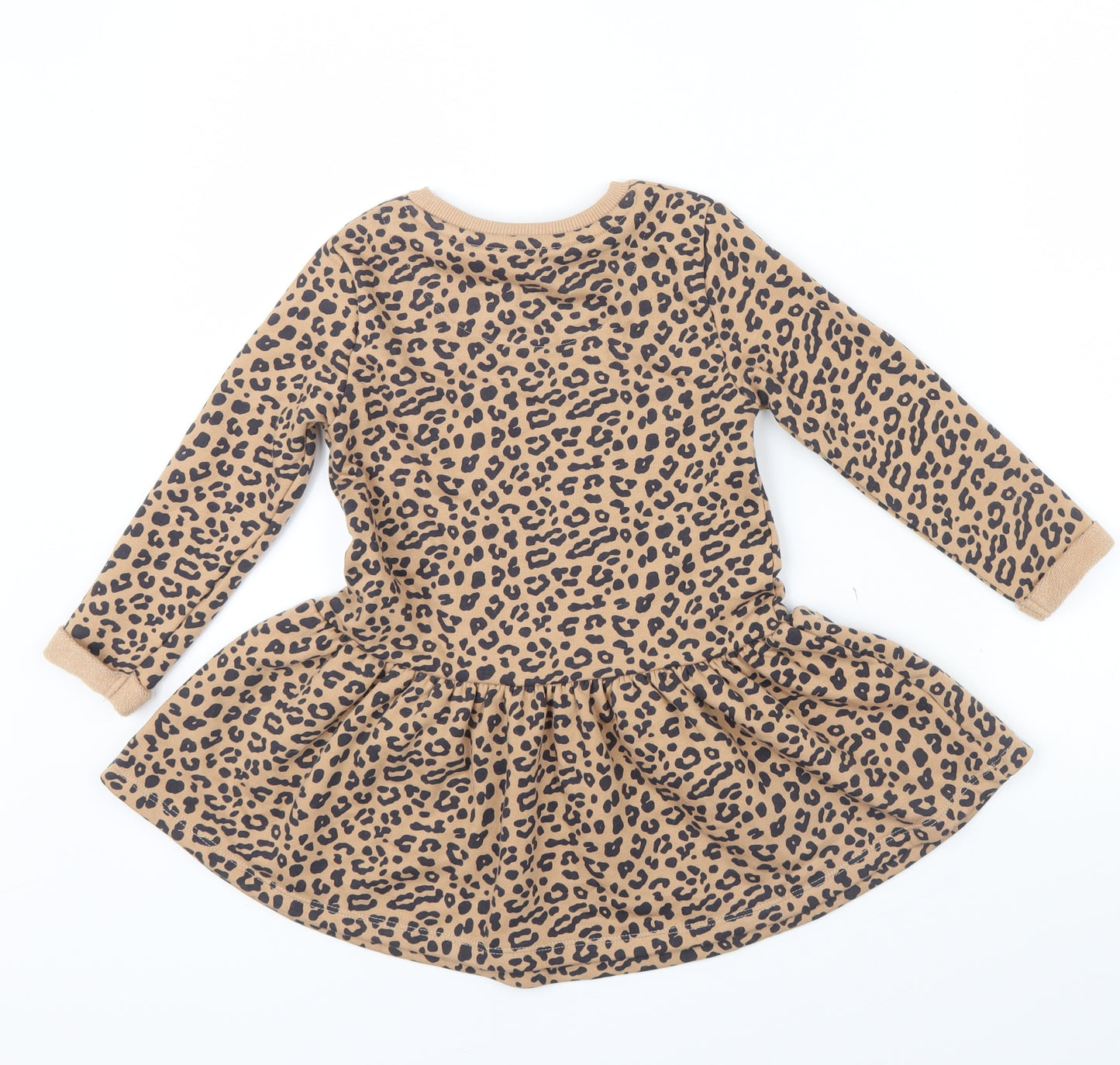 F&F Girls Brown Animal Print  Jumper Dress  Size 3-4 Years
