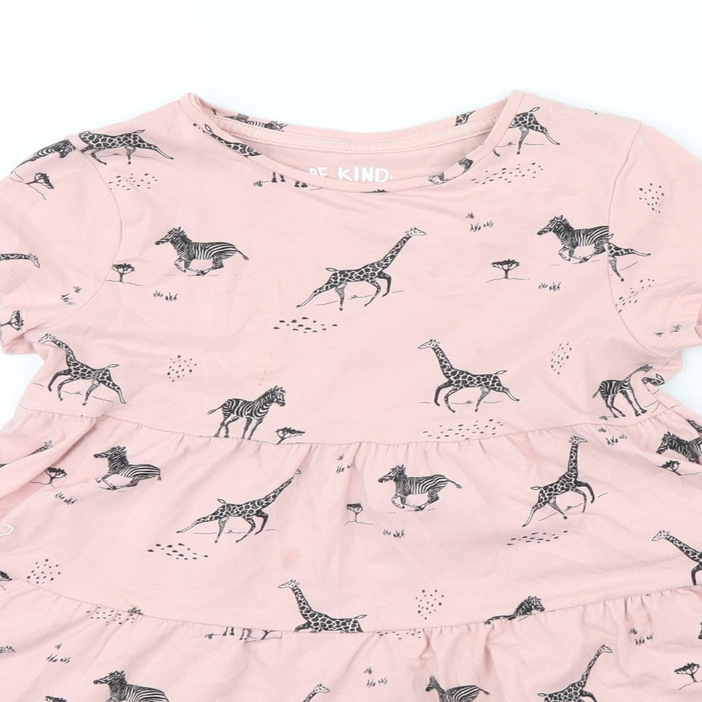 F&F Girls Pink Animal Print  Fit & Flare  Size 6-7 Years  - zebra