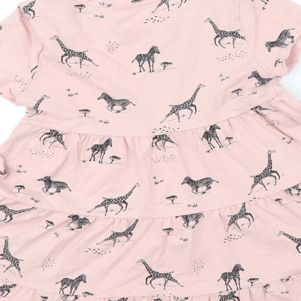 F&F Girls Pink Animal Print  Fit & Flare  Size 6-7 Years  - zebra