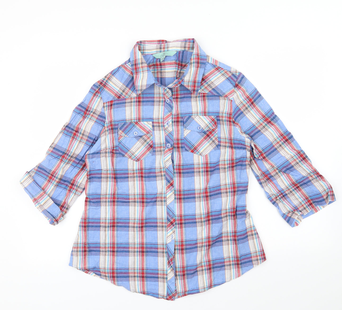New Look Womens Blue Check  Basic Button-Up Size 14