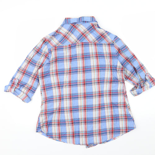 New Look Womens Blue Check  Basic Button-Up Size 14