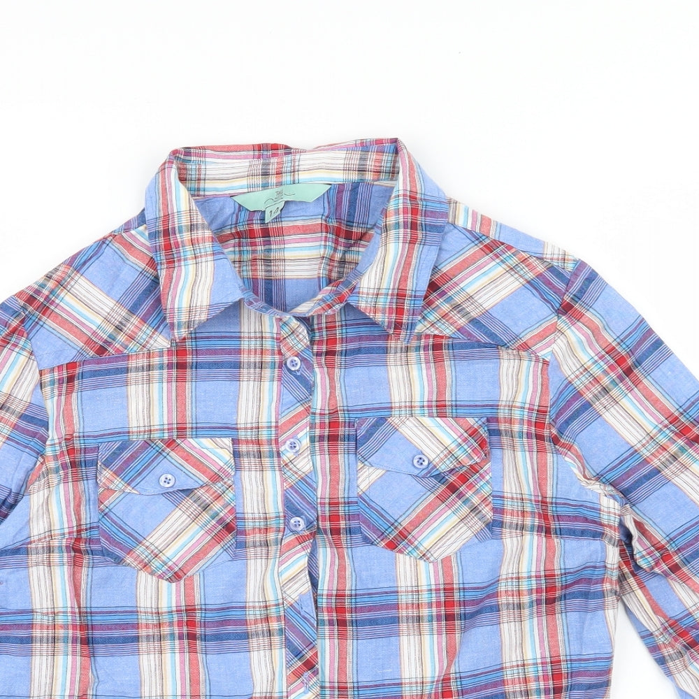 New Look Womens Blue Check  Basic Button-Up Size 14