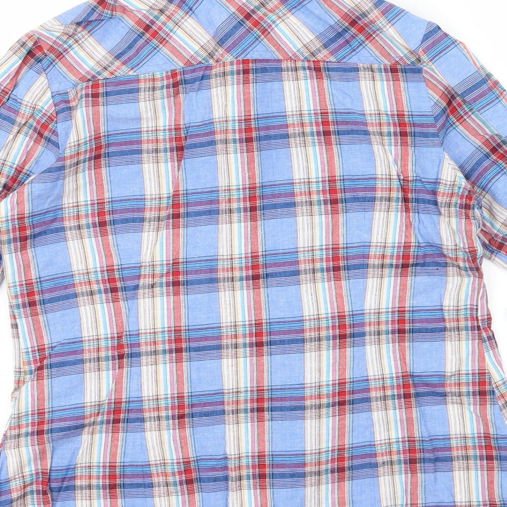 New Look Womens Blue Check  Basic Button-Up Size 14