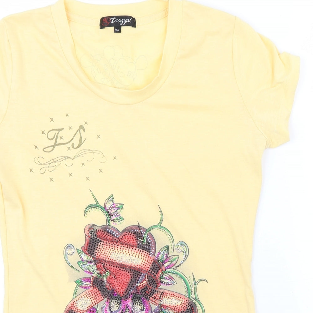 Preworn Womens Yellow   Basic T-Shirt Size M  - scull