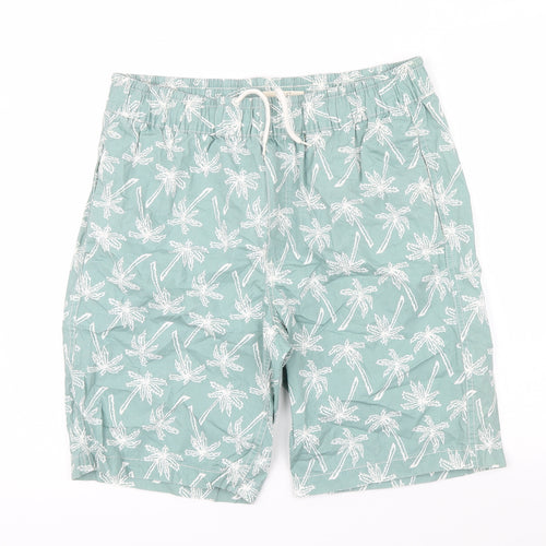 H&M Mens Green Floral  Bermuda Shorts Size M - palm trees