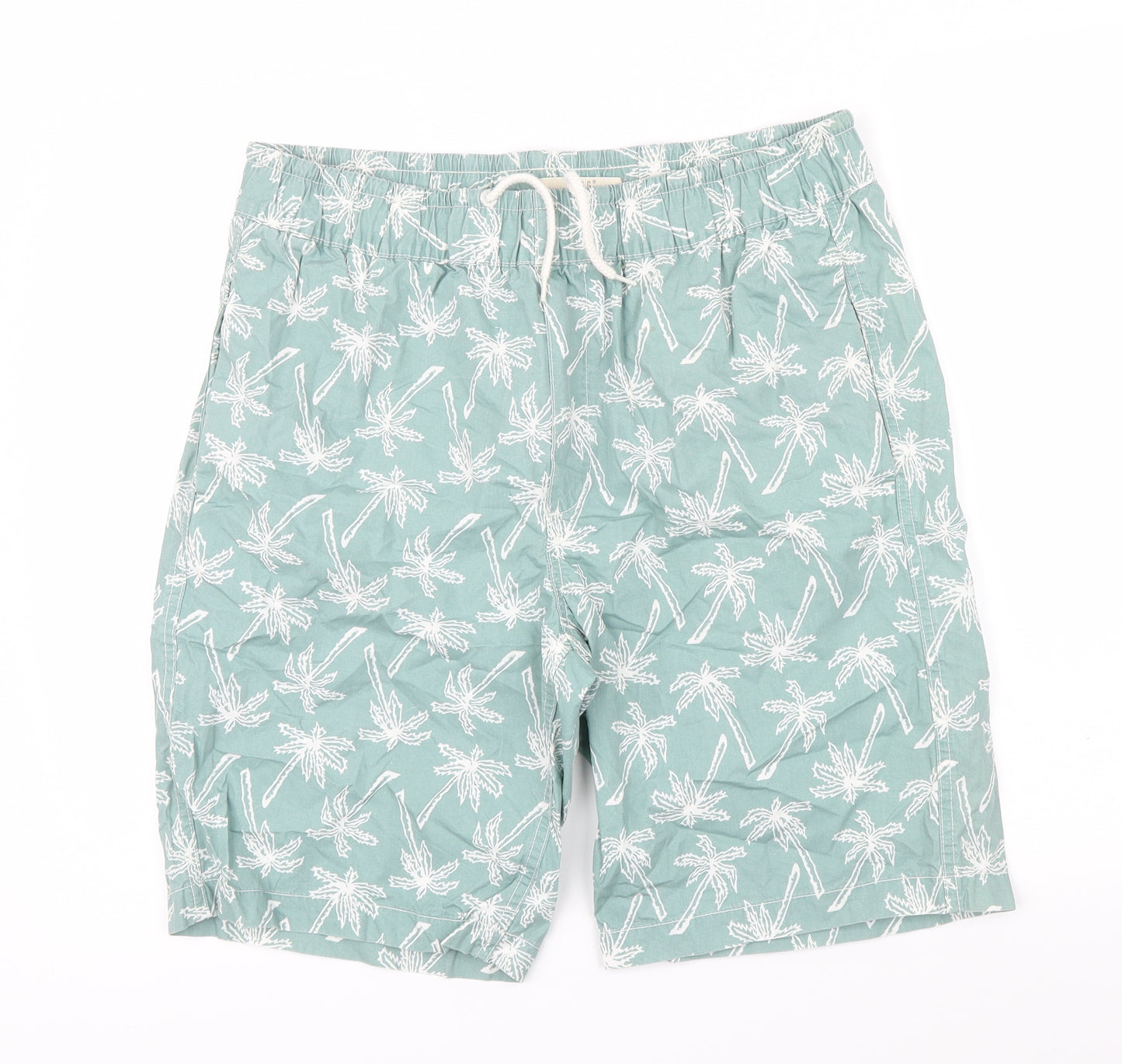 H&M Mens Green Floral  Bermuda Shorts Size M - palm trees
